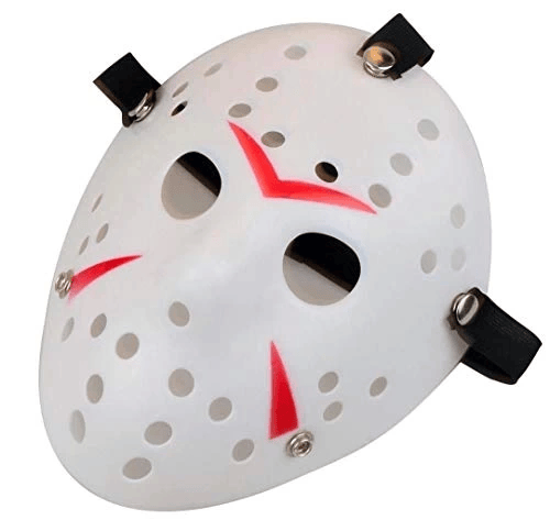 Beyaz Renk Kırmızı Çizgili Tam Yüz Hokey Jason Maskesi Hannibal Maskesi