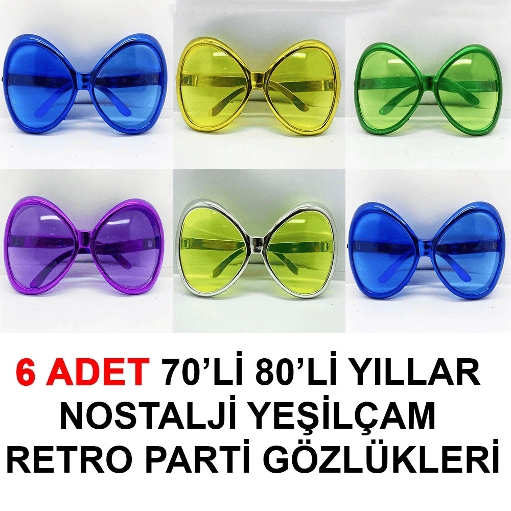 BFS   70li 80li Yıllar Nostalji Yeşilçam Retro Parti Gözlükleri 6 Adet