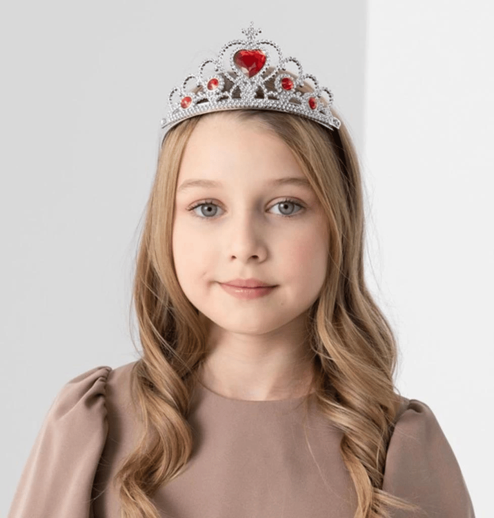 BFS   Kalp Taşlı Kırmızı Renk Karlar Ülkesi Elsa Anna Frozen Tacı