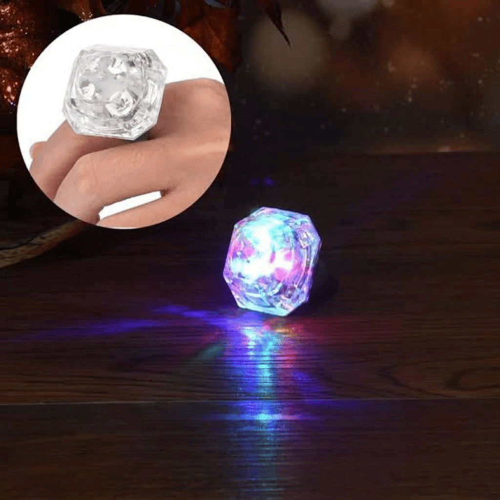 BFS   Kristal Tasarımlı Led Glow Işıklı 3 Modlu Gümüş Yüzük 3.5 x 5 cm
