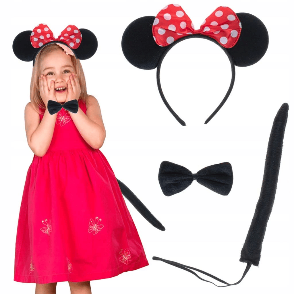 BFS     Minnie Mouse Kostüm Seti Taç Kuyruk Papyon Gösteri Seti