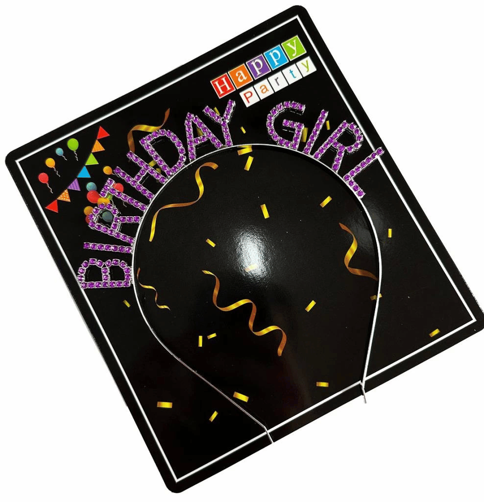 BFS   Mor Renk Kristal Taşlı Parlak Birthday Girl Yazılı Taç 16x17 cm