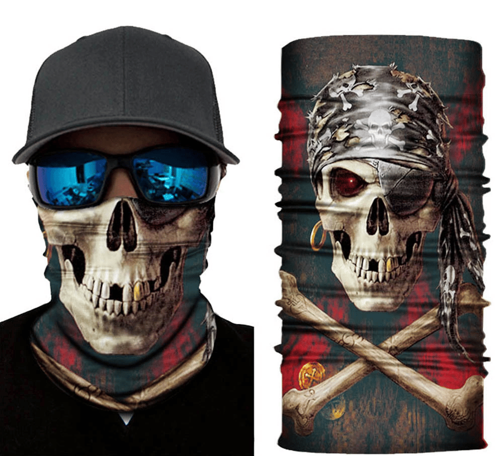 BFS   Siyah Renk Üzeri Likralı Korsan Kafatası Baskılı Baf Buff Bandana 30x48 cm