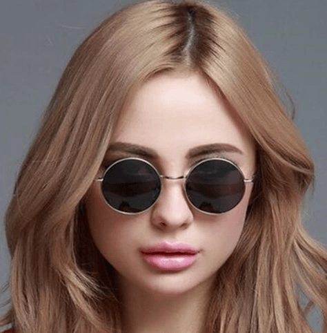 BFS   Yuvarlak Cam John Lennon Tarzı Gümüş Çerçeveli Siyah Gözlük