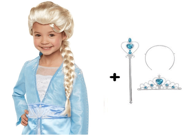 BFS  Örgülü Karlar Ülkesi Frozen Elsa Peruğu Tacı ve Sopası Çocuk Boy