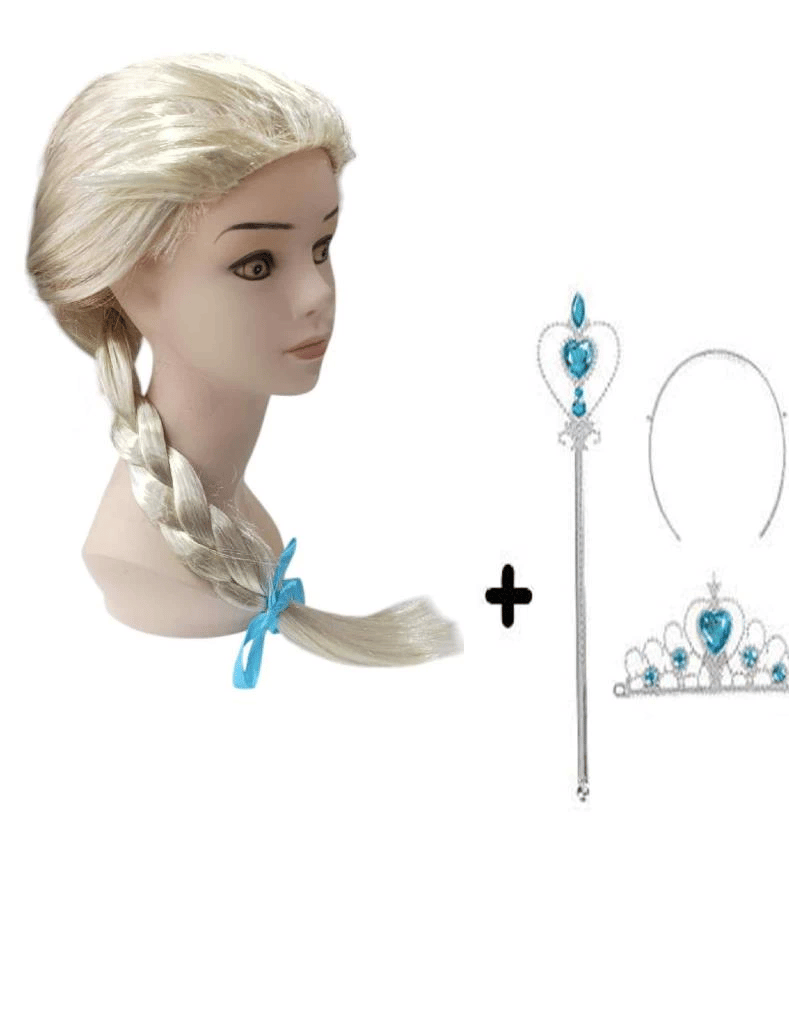 BFS  Örgülü Karlar Ülkesi Frozen Elsa Peruğu Tacı ve Sopası Çocuk Boy