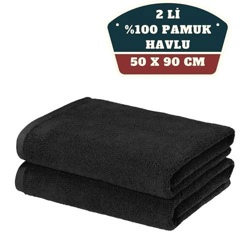 BFS 2'li Mikrofiber El Yüz Spor Havlusu 50x90 Siyah