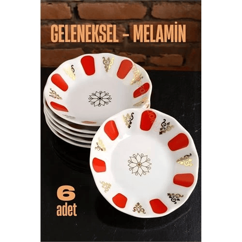 BFS Melamin Çay Tabağı 6 Adet Geleneksel Türk Çay Bardağı Altlığı