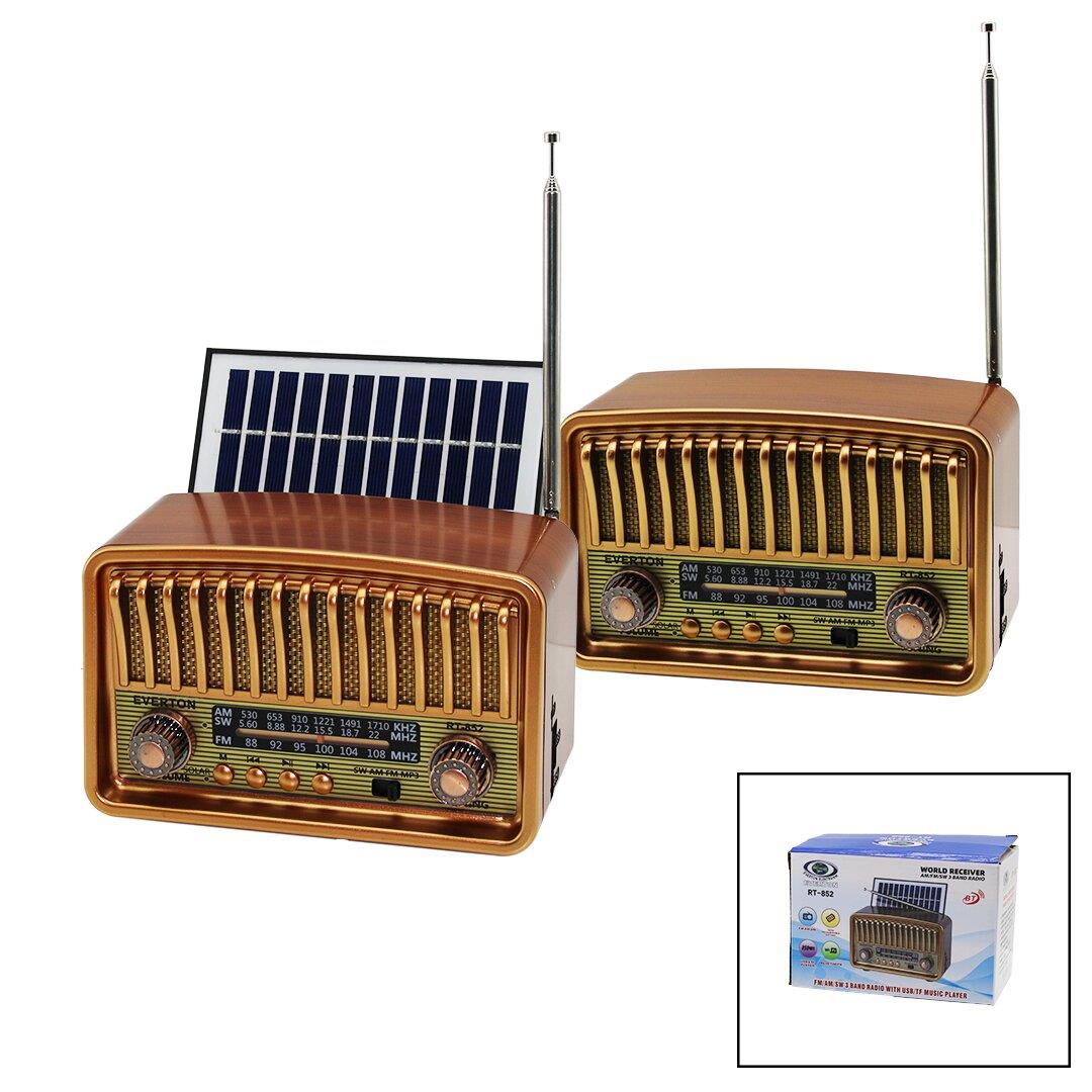 BT SOLAR PANELLİ - USB ŞARJLI BLUETOOTH - WİFİ  İBRELİ  FM RADYO MP3 USB - TF PLAYER 4V OUT - 5V IN RT-852 (5110)