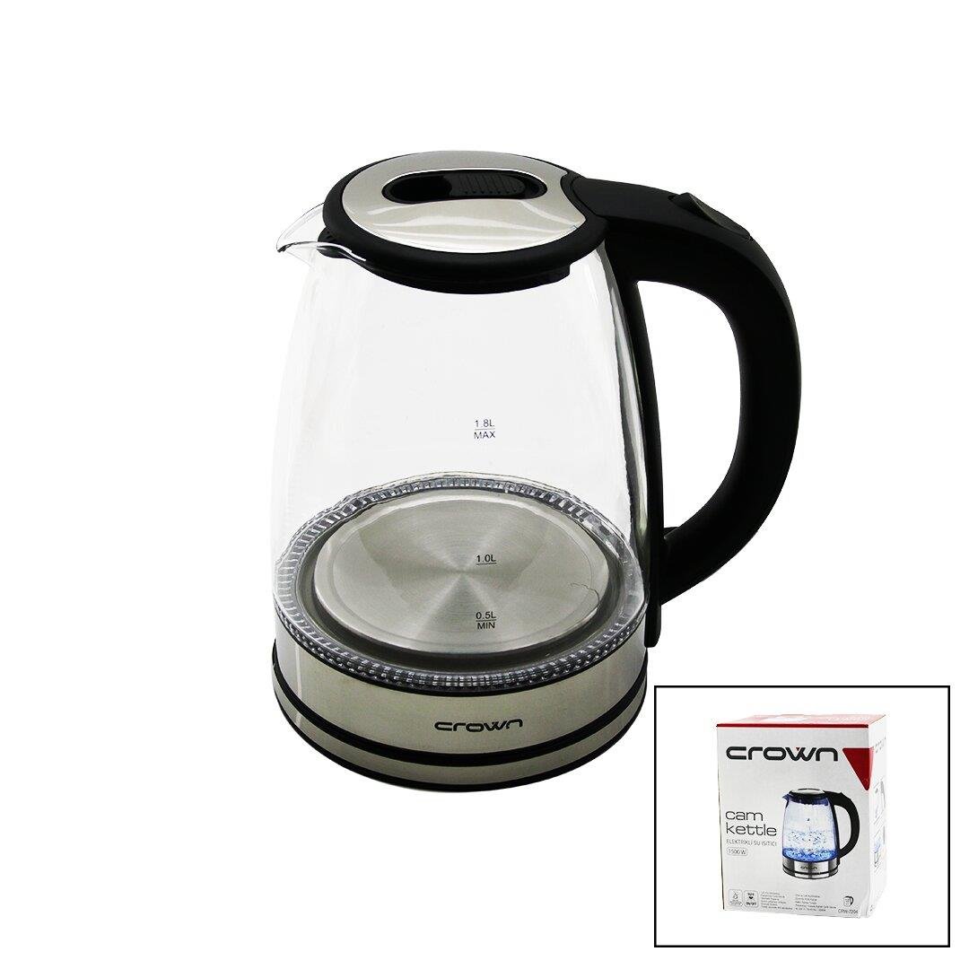 CAM - LEDLİ  KETTLE   1.8LT   1500W   ÇELİK TABAN - KROM KAPAK  360° GÖVDE   PLASTİK KULP (5110)