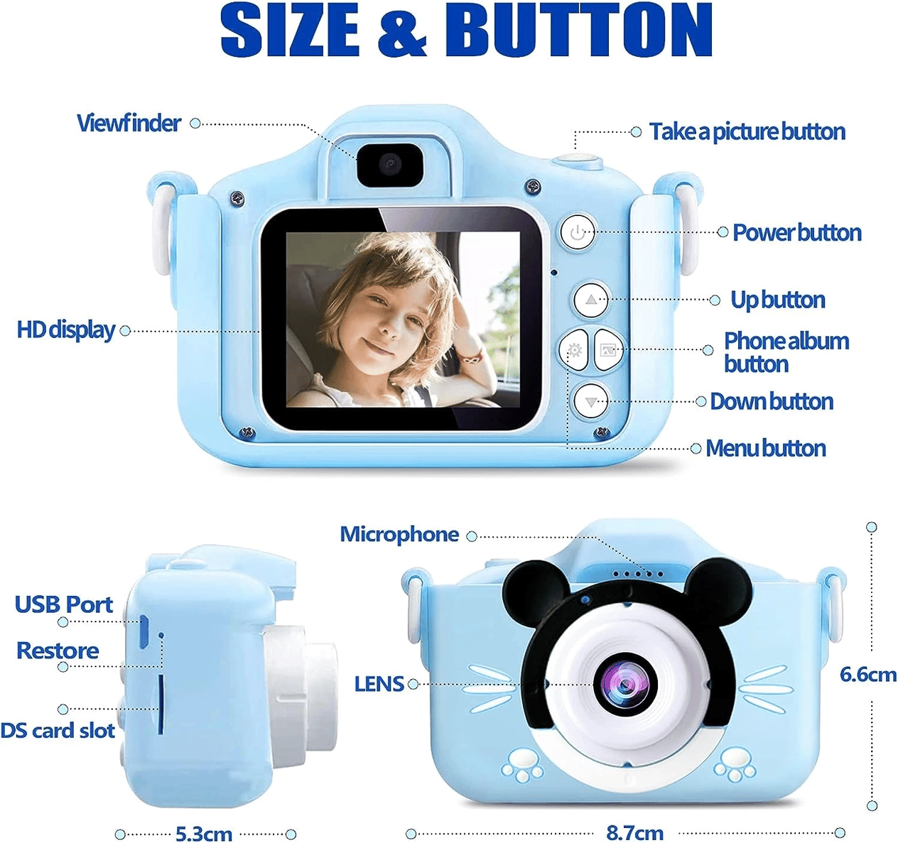 Çocuk Dijital Fotoğraf Makinası 20 Mp Video Kaydedici 2.0 İnç Çift Kameralı