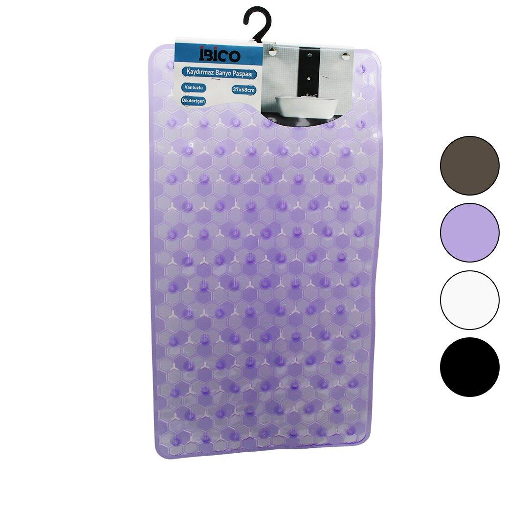 DİKDÖRTGEN - LÜX PVC PETEK DESEN - ŞEFFAF-BUZLU 98PCS VANTUZ KAYDIRMAZ BANYO - KÜVET PASPAS 37X68CM (5110)
