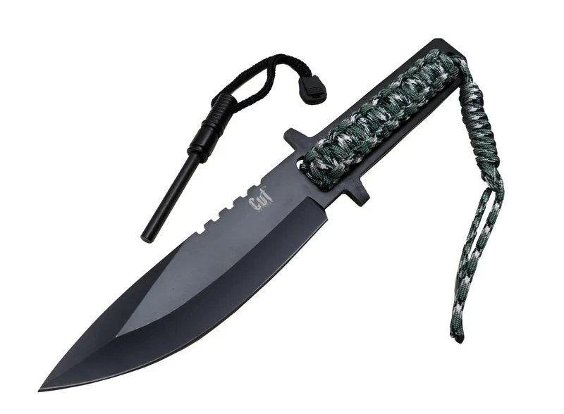 F19 Ty0453 Magnezyum Kamp Bıçağı 27 Cm - Paracord İpli Saplı, Kılıflı