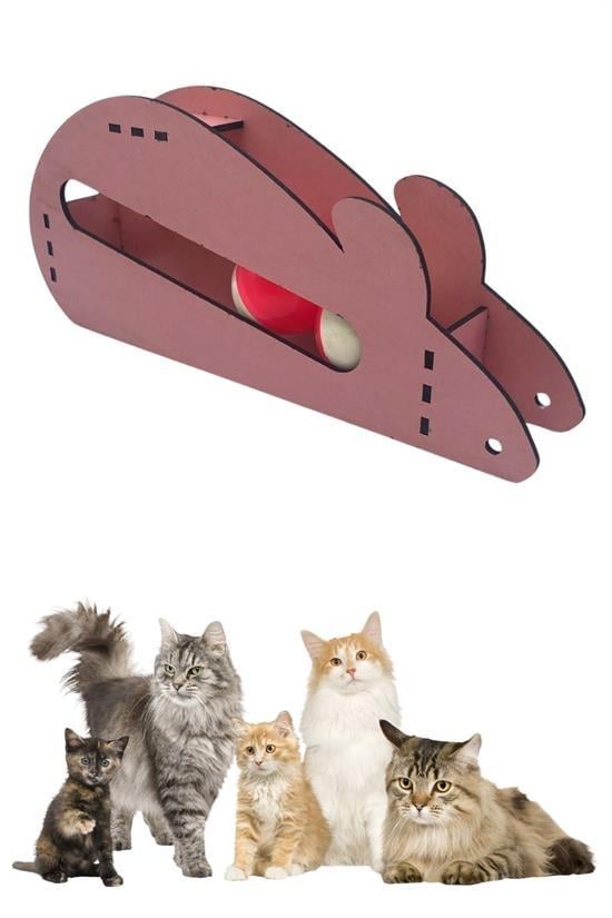 Fare Kedi Oyunu Ahşap 2 Toplu Kedi Oyuncağı Tahta Kedi Oyunu Tahta Fare Ve Toplu Oyuncak (5110)