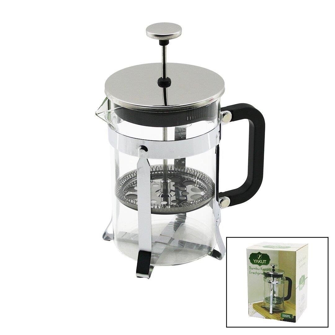 FRECHPRESS  800ML   CAM  BİTKİ SÜZGEÇİ METAL KAFES - PLASTİK SAPLI METAL KAPLAMALI PLS.KAPAK (5110)