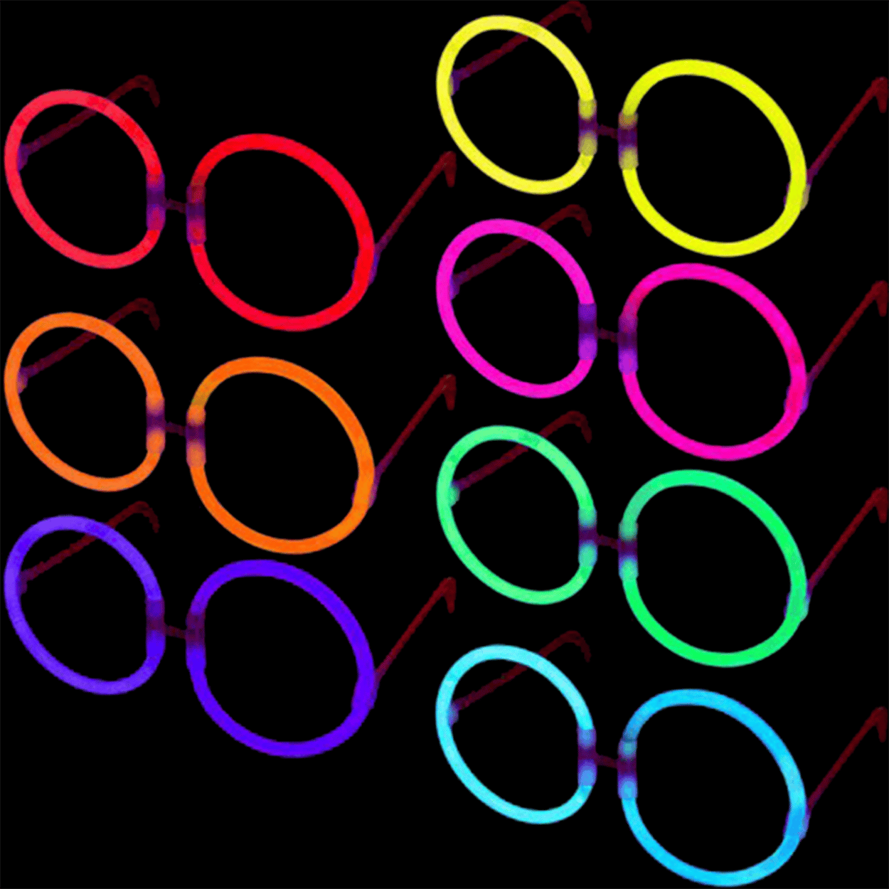 Glow Stick Yuvarlak Gözlük - Glow Partisi Gözlükleri - Glow Stick Gözlük 12 Adet (5110)