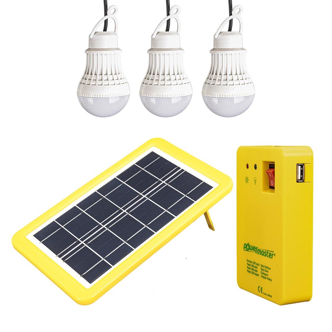 GÜNEŞ PANELLİ 3 LAMBALI POWERBANK ÖZELLİKLİ ÇOK AMAÇLI ŞARJLI SOLAR AYDINLATMA (5110)