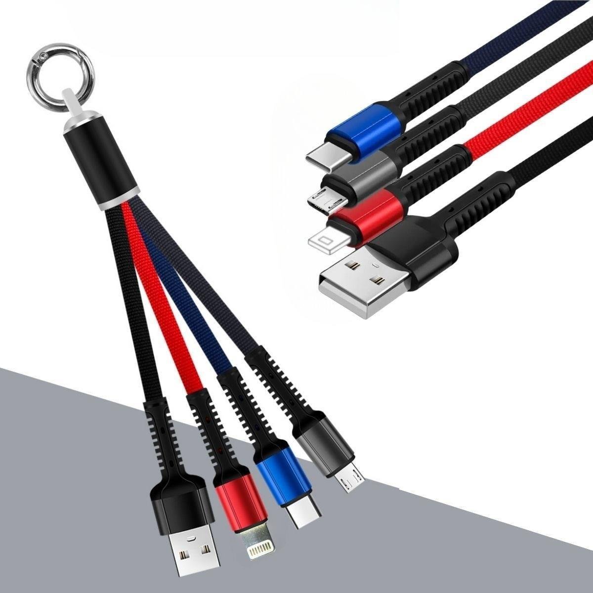 Işıklı Anahtarlık Model 3 in 1 USB Çıkışlı MİKRO,TYPE-C ve İphone Uyumlu Şarj Kablosu (5110)