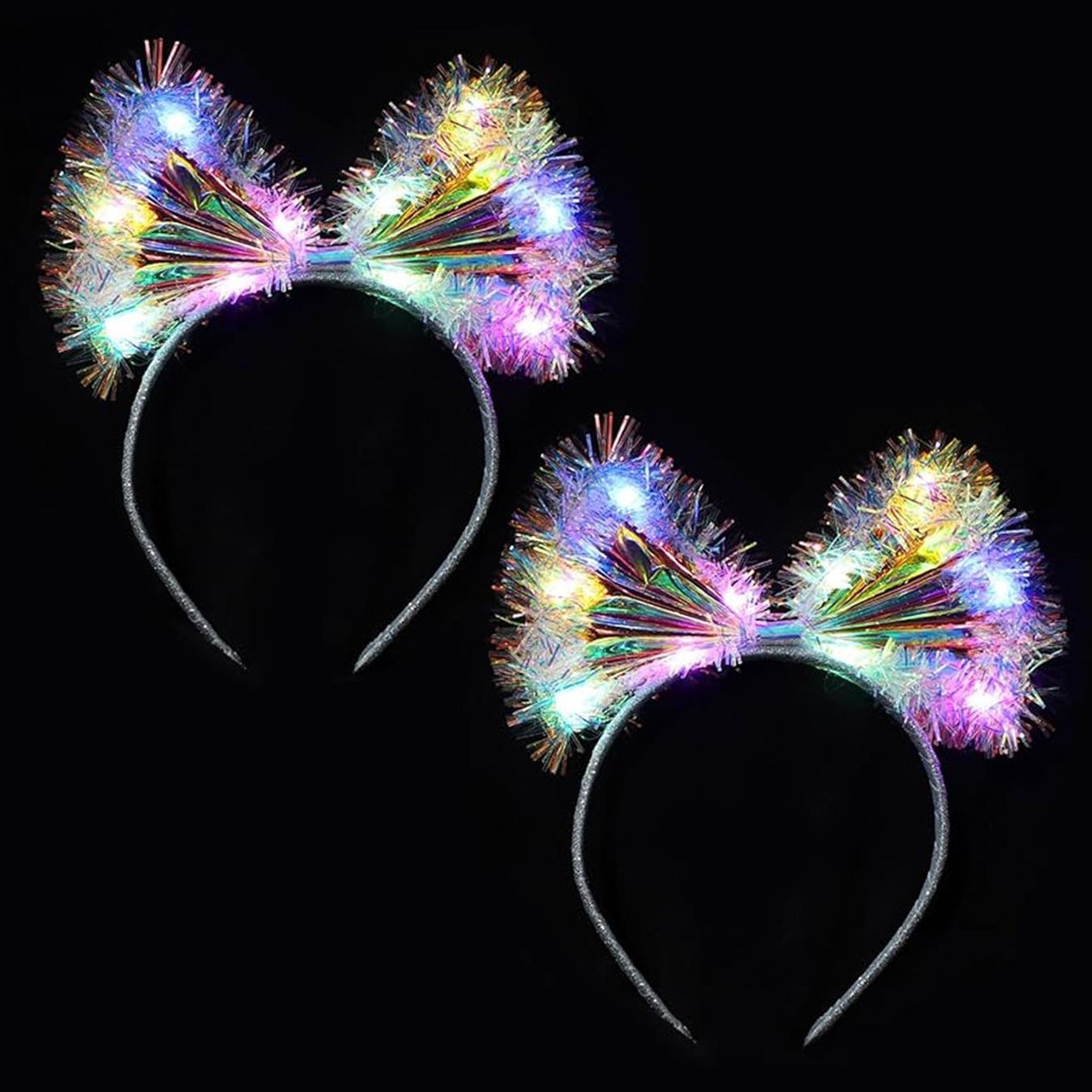 Işıltılı Fiber Fiyonk Gece Tacı Işıklı Ledli Eğlence Tacı 1 Adet 20x21 cm (5110)
