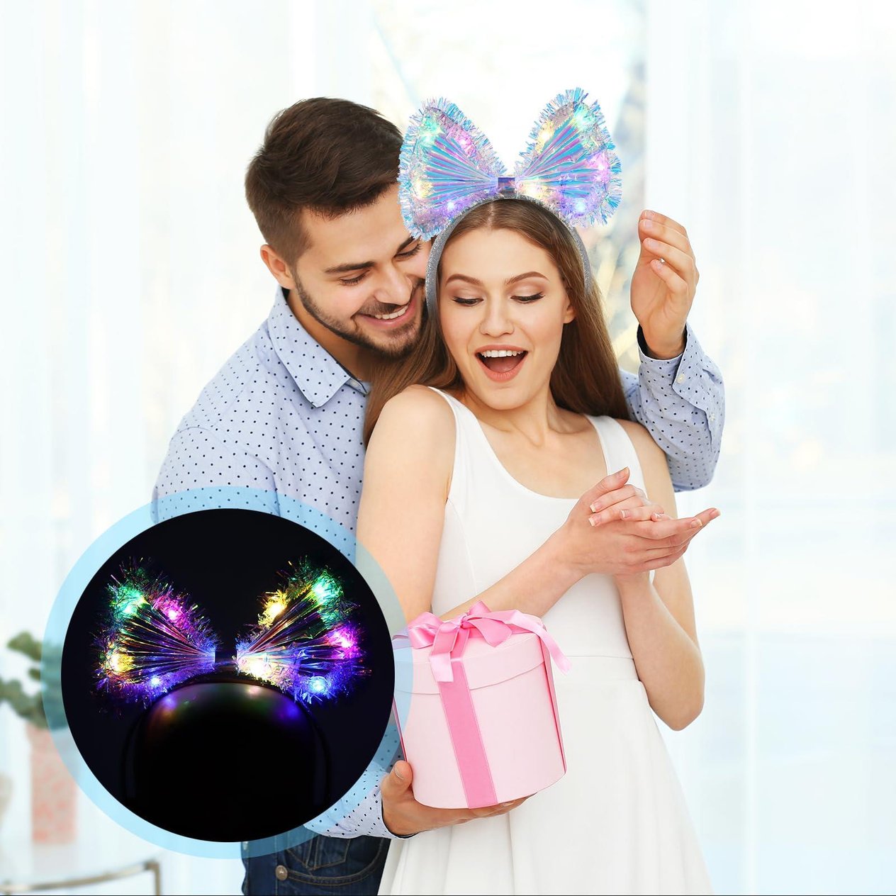 Işıltılı Fiber Fiyonk Gece Tacı Işıklı Ledli Eğlence Tacı 1 Adet 20x21 cm (5110)