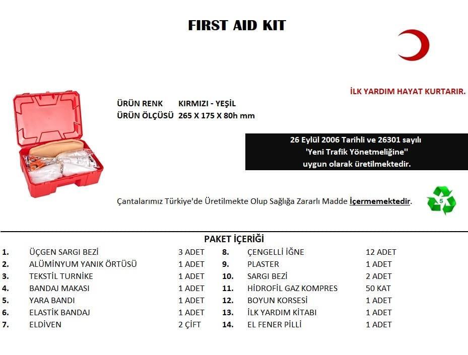 Küçük İlk Yardım Seti First Aid Kit (5110)