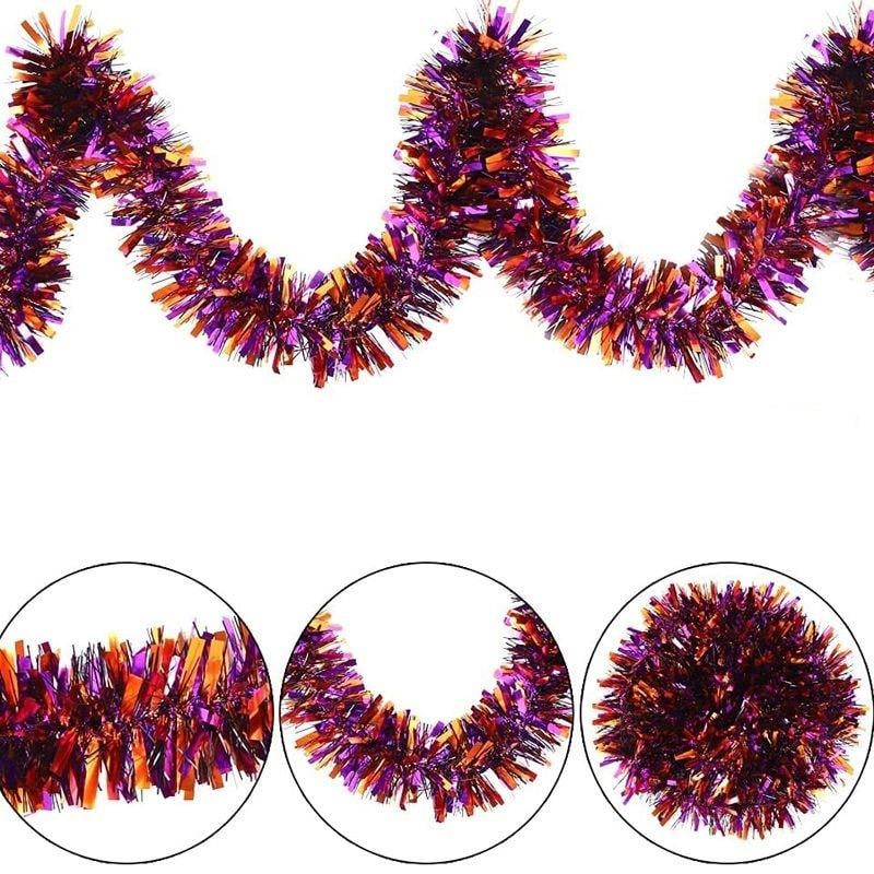 Mor Turuncu Renk 4 cm Genişlik Garland Çift Renk Sim Süs 180 cm (5110)