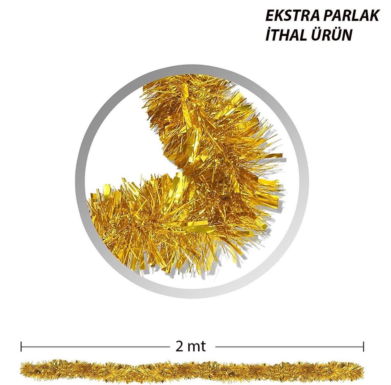 Parti İçin Sim Süs 2 Metre Uzunluk 8 cm Genişlik Altın Renk İthal (5110)