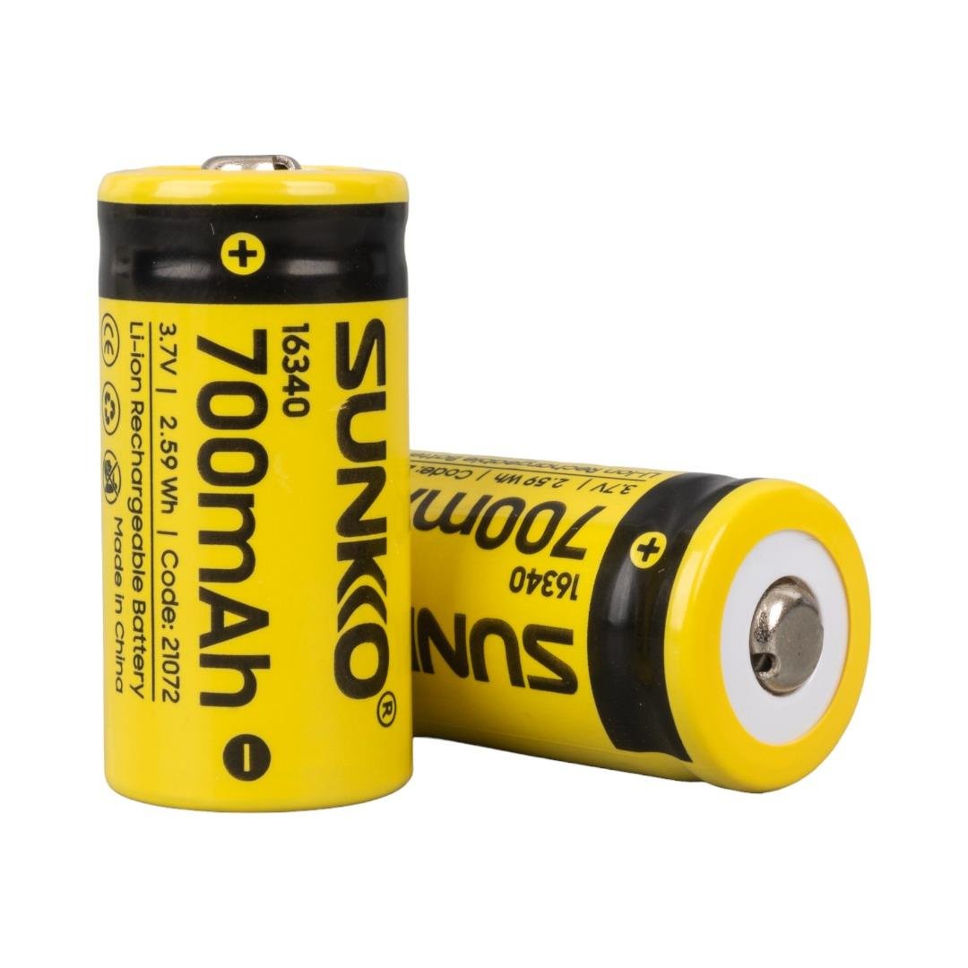 SUNKKO 3.7 VOLT 700 MAH 16340 ŞARJ EDİLEBİLİR PİL  (TEKLİ) (5110)