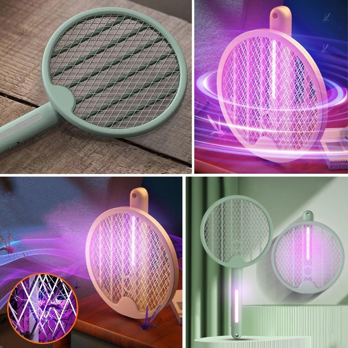 Tenis Raketi Tipi Masaüstü Olabilen Gece Lambalı Sinek Kovucu,Öldürücü Raket (5110)