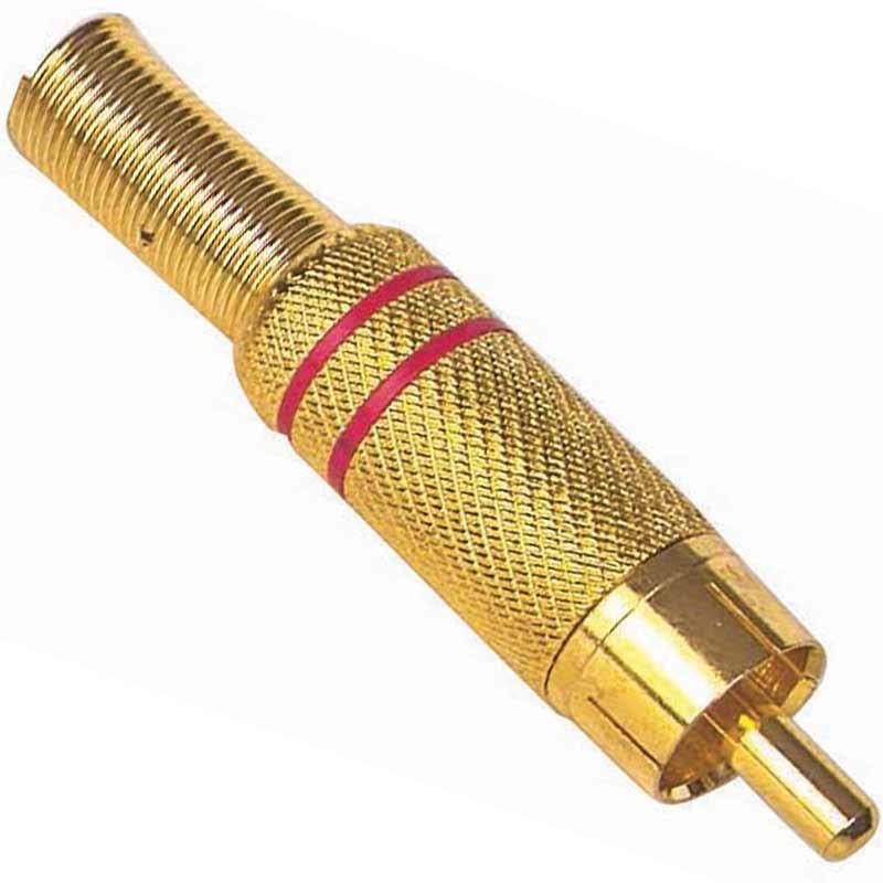 TOS FİŞ METAL ALTIN GOLD ERKEK KONNEKTÖR (SİYAH-KIRMIZI KODLU) RCA (5110)