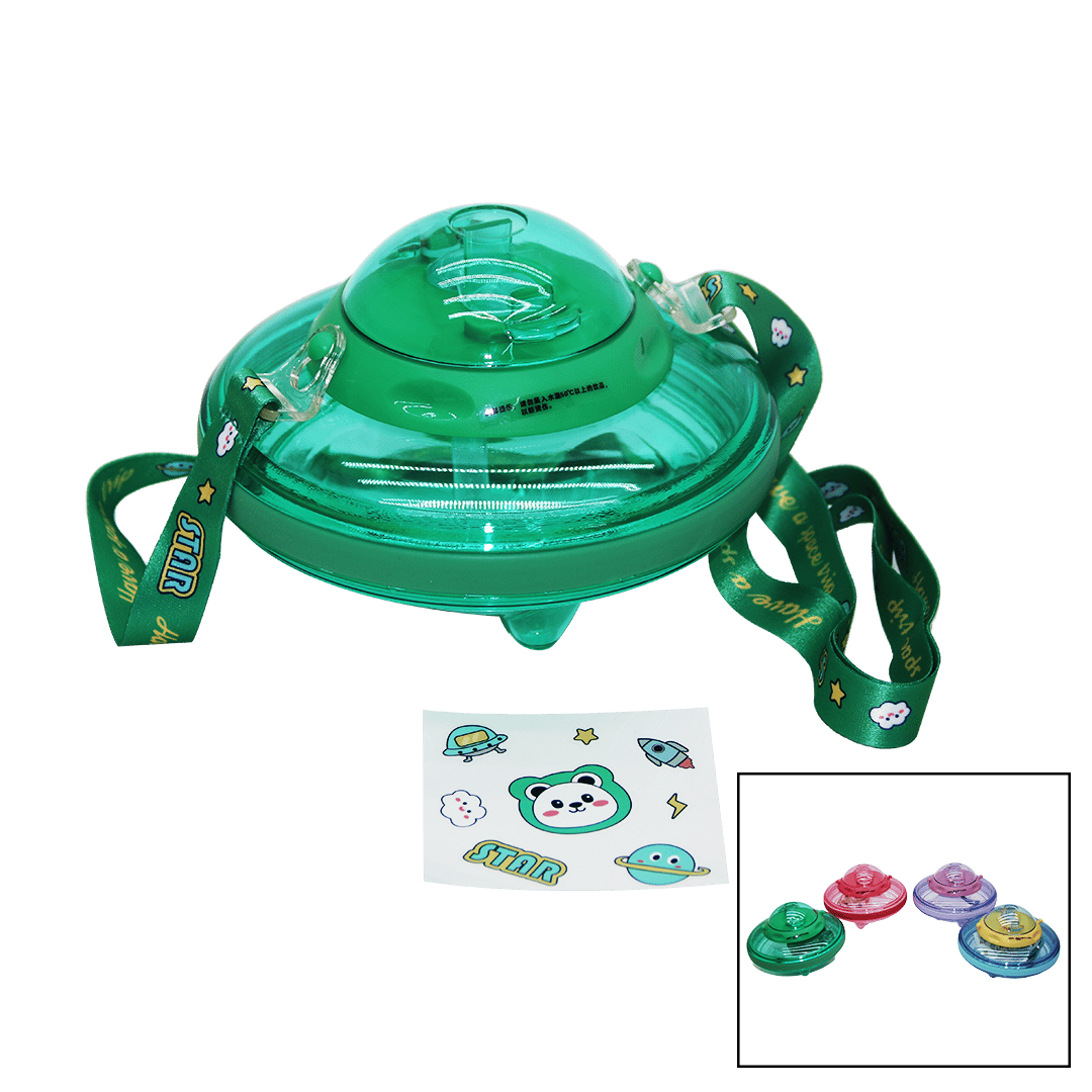 UFO MODELİ RENKLİ MİKA KRİSTAL SULUK MATARA PİPETLİ - TAŞIMA ASKILI 550ML ( HERHANGİ BİR RENK  GÖNDERİLİR )  (5110)