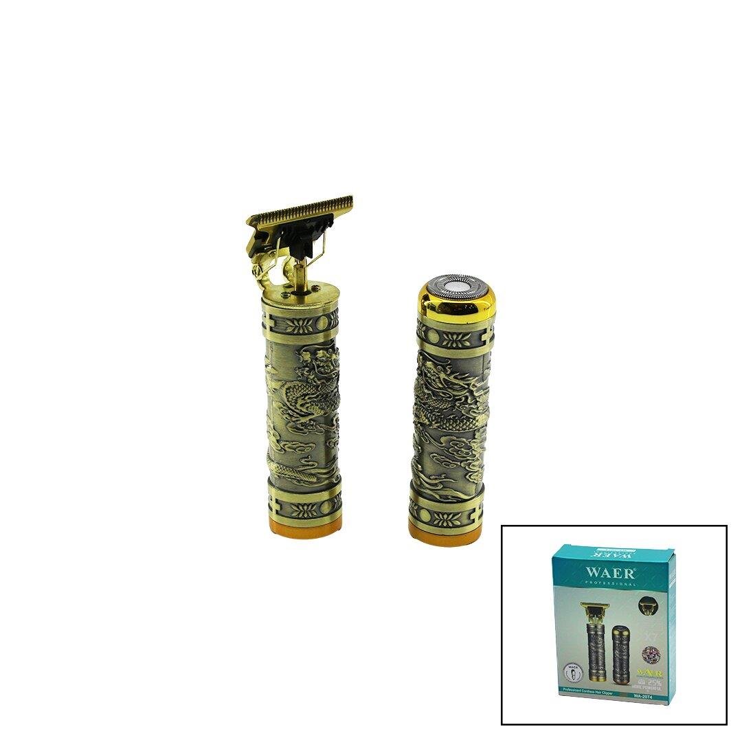 WAER WA-2074 X7 2Lİ SET SAÇ SAKAL KESME TRAŞ MAKİNESİ - TÜY ALMABASKILI METAL GÖVDET BIÇAKUSB ŞARJLI (5110)