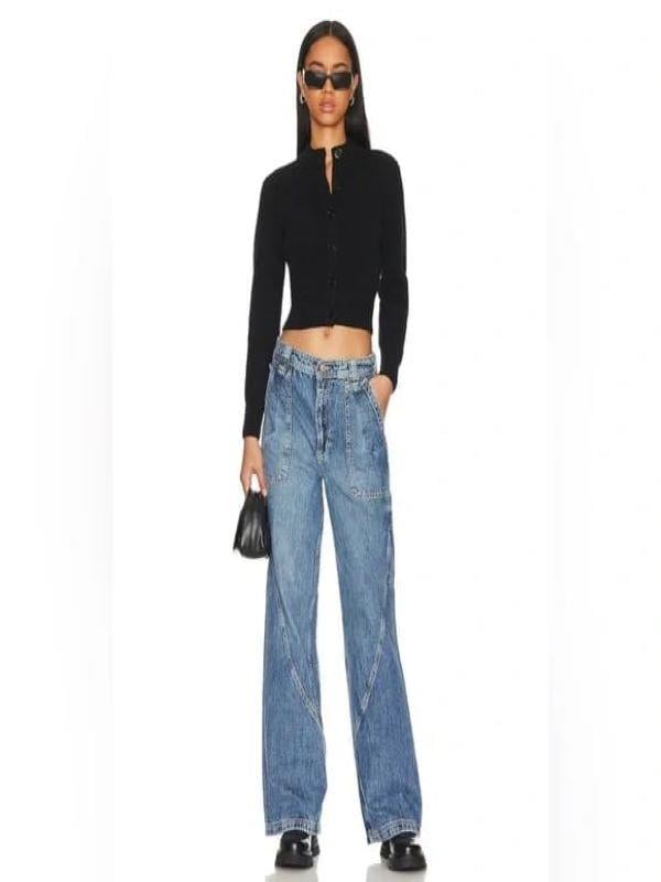 FREE PEOPLE ORJ KOYU MAVİ PLAZZO MODELLİ JEAN