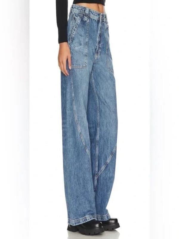 FREE PEOPLE ORJ KOYU MAVİ PLAZZO MODELLİ JEAN