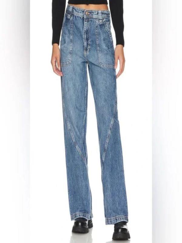 FREE PEOPLE ORJ KOYU MAVİ PLAZZO MODELLİ JEAN