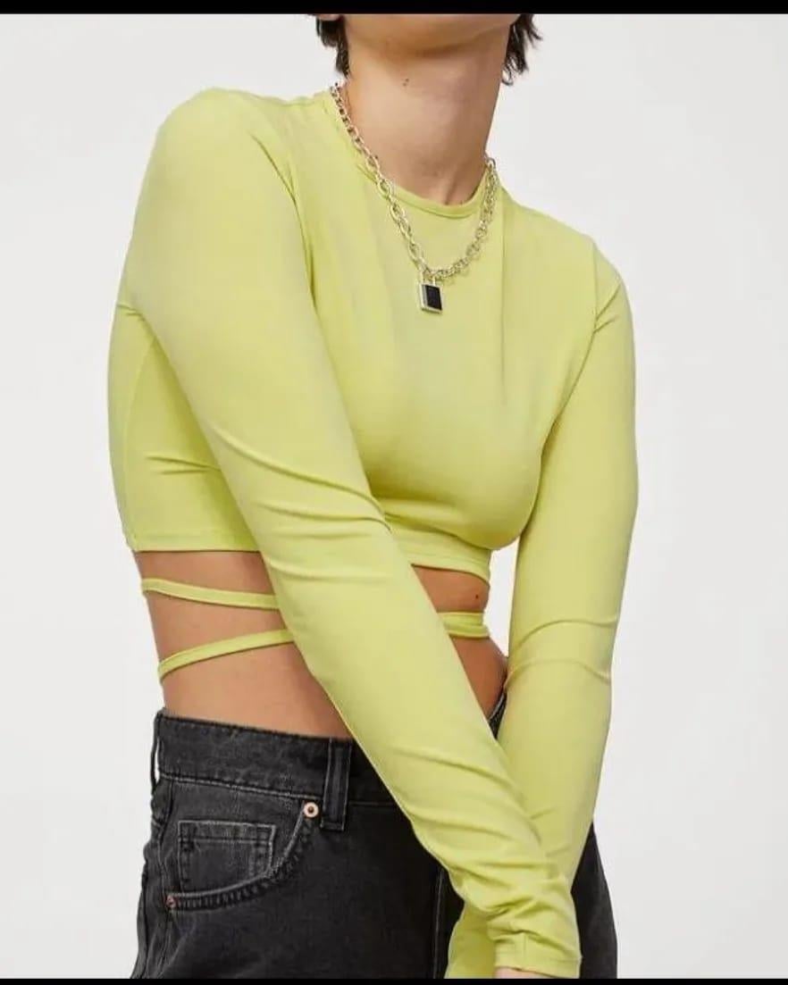 H&M ORJ.SARI İPLİ CROP BODY 