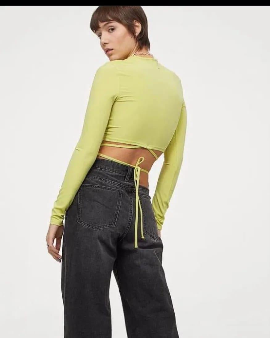 H&M ORJ.SARI İPLİ CROP BODY 