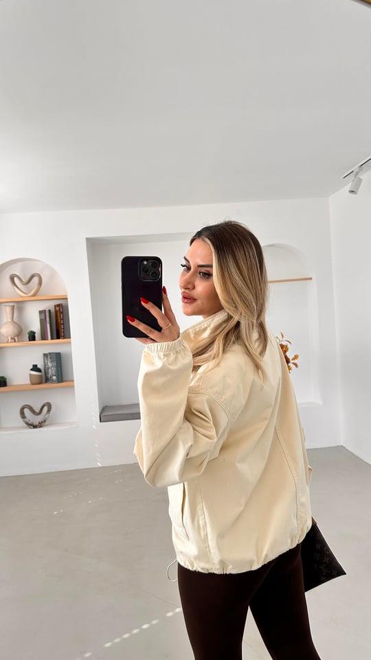 ZR ORJ. EKRU UNISEX OVERSİZE KETEN MONT