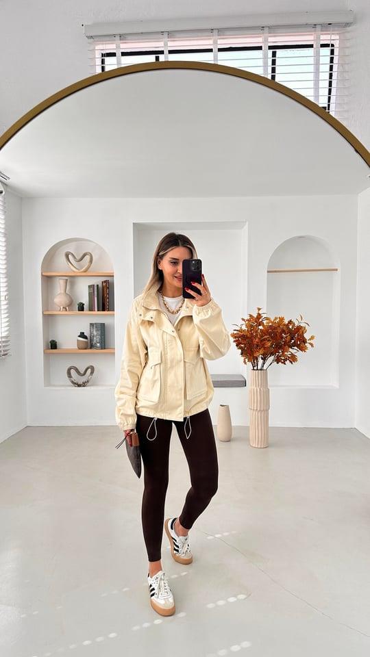 ZR ORJ. EKRU UNISEX OVERSİZE KETEN MONT