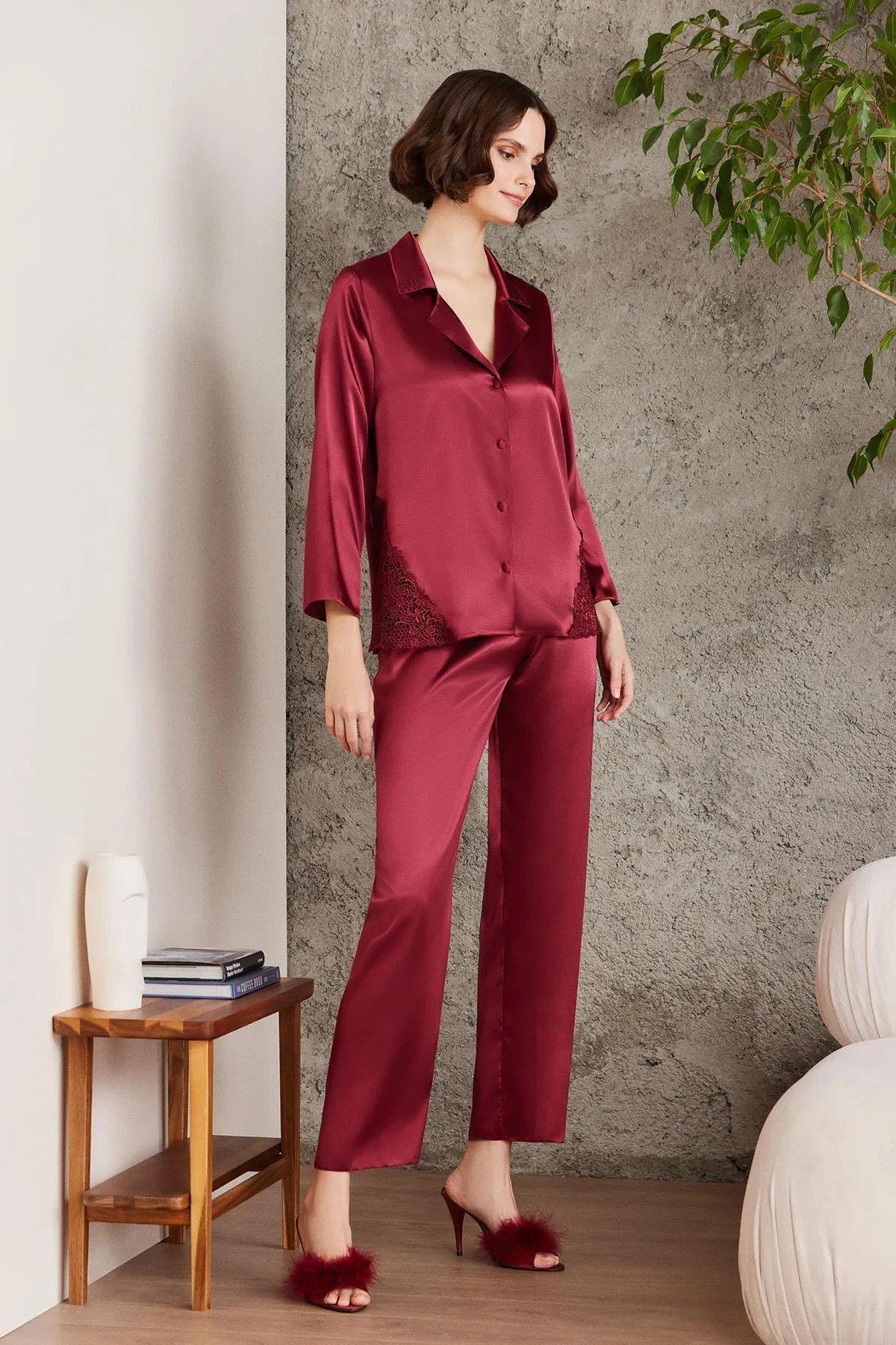 Pierre Cardin Saten Gecelik Sabahlık Pijama Takım Şort Takım 6'lı Gelin Çeyiz Seti - 6000