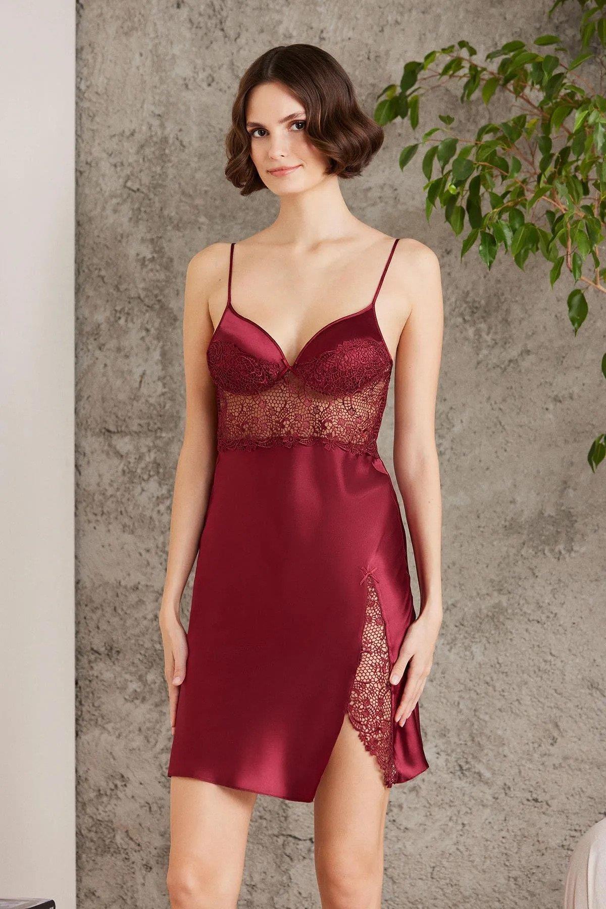 Pierre Cardin Saten Gecelik Sabahlık Pijama Takım Şort Takım 6'lı Gelin Çeyiz Seti - 6000
