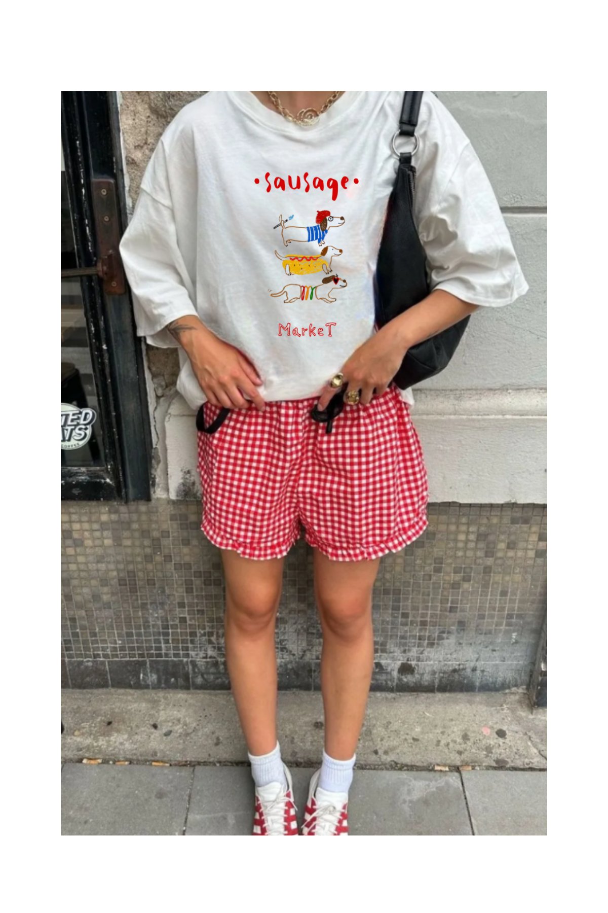 SOSİS KÖPEK  BASKILI OVERSIZE %100 PAMUK T-SHIRT