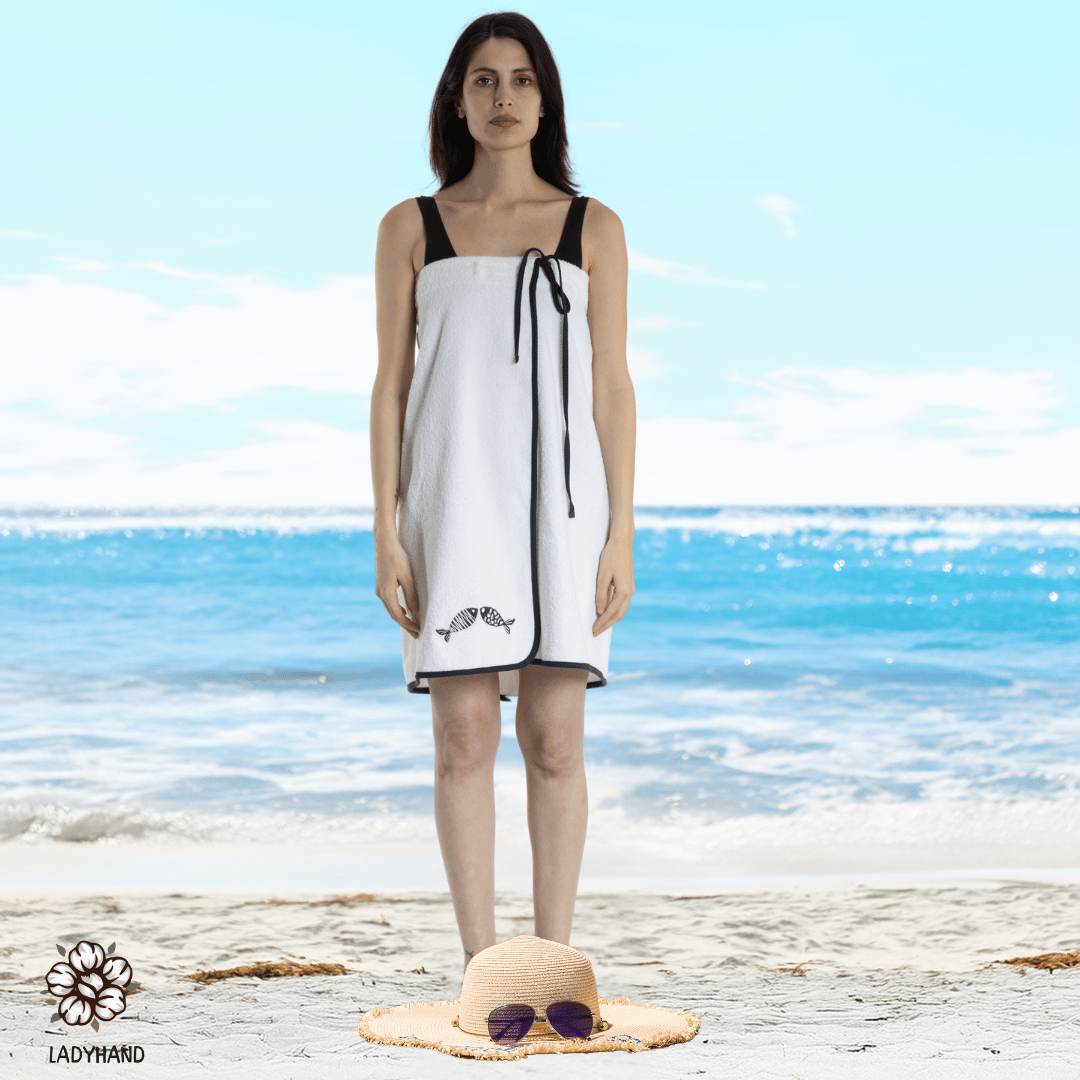 LADYHANDPLAJ ELBİSESİ BALIK NAKIŞLI 