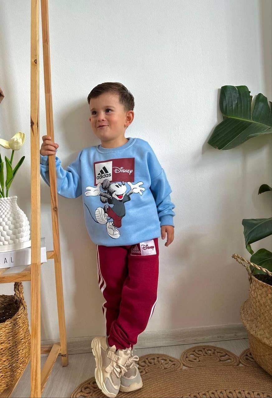 Üç Çizgi Karakter Baskılı İkili Takım - Mavi