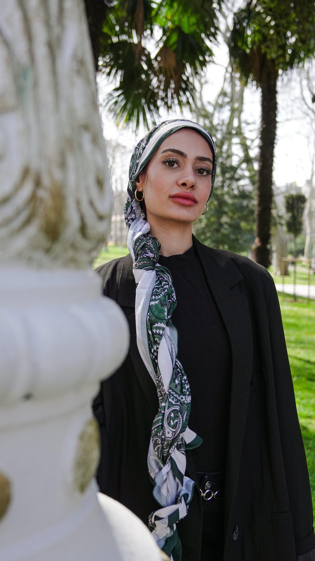 Zümrüdi Etnik Desen Soft Şal Yeşil