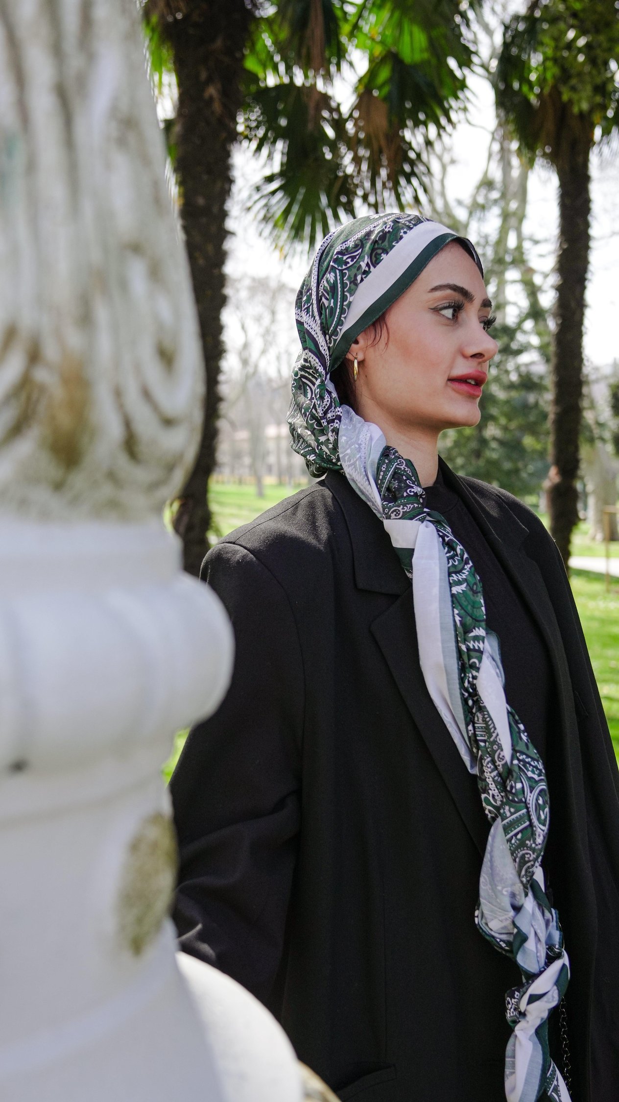Zümrüdi Etnik Desen Soft Şal Yeşil