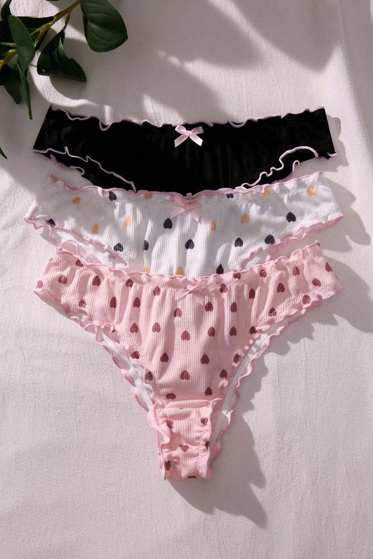 Bella Notte Çok Renkli Marul Trim 3 Lü Külot Set 18039
