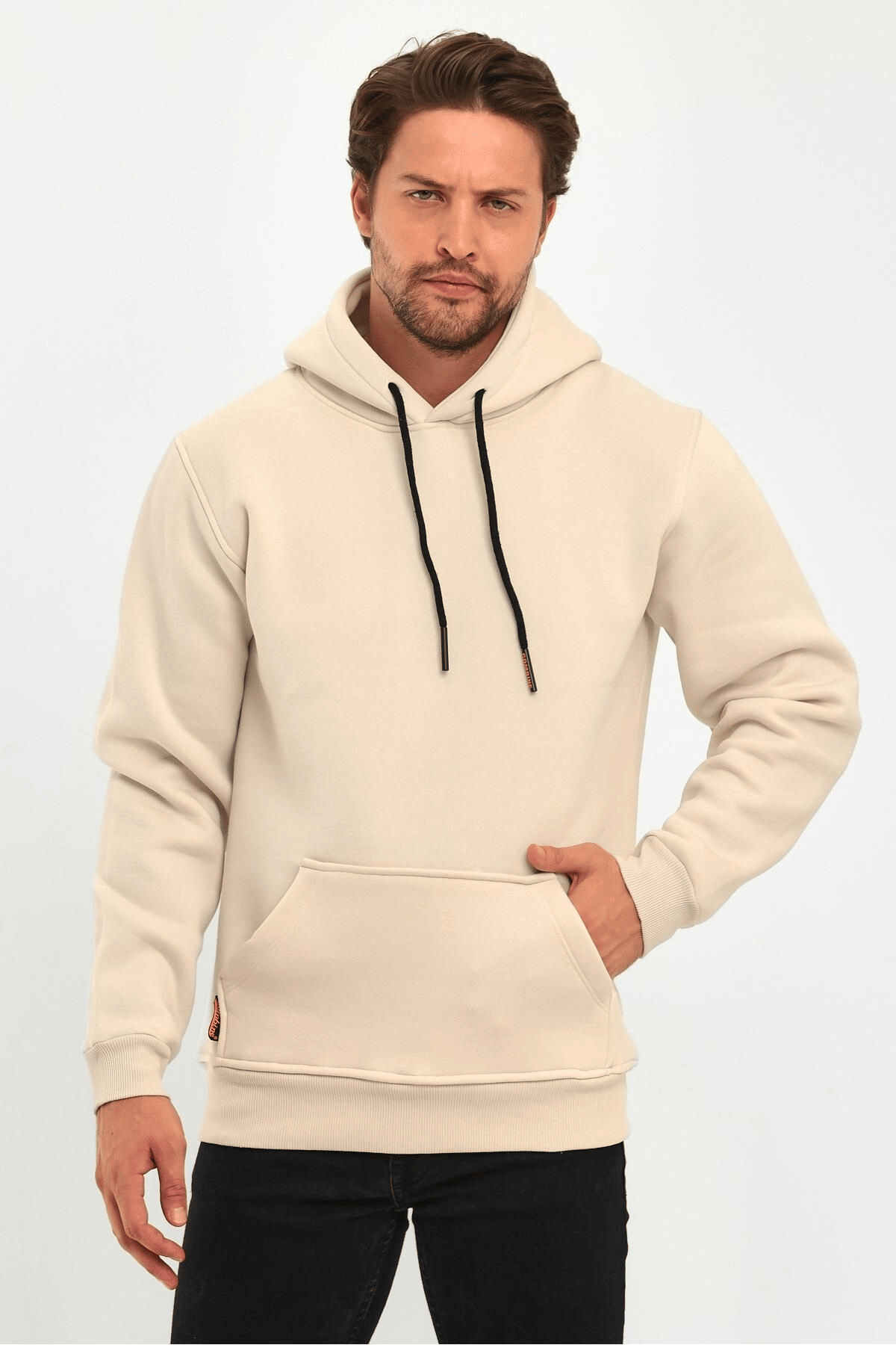 3 İplik Bej Oversize Unısex Şardonlu Sweatshirt