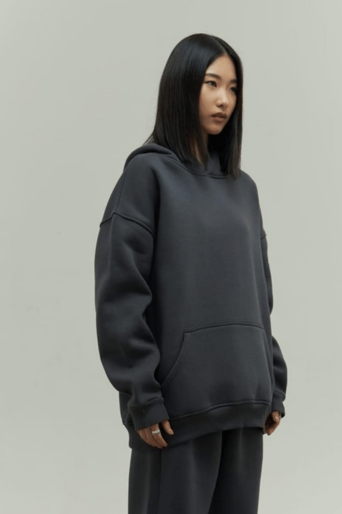 Füme Oversize Kapuşonlu Kadın sweatshirt
