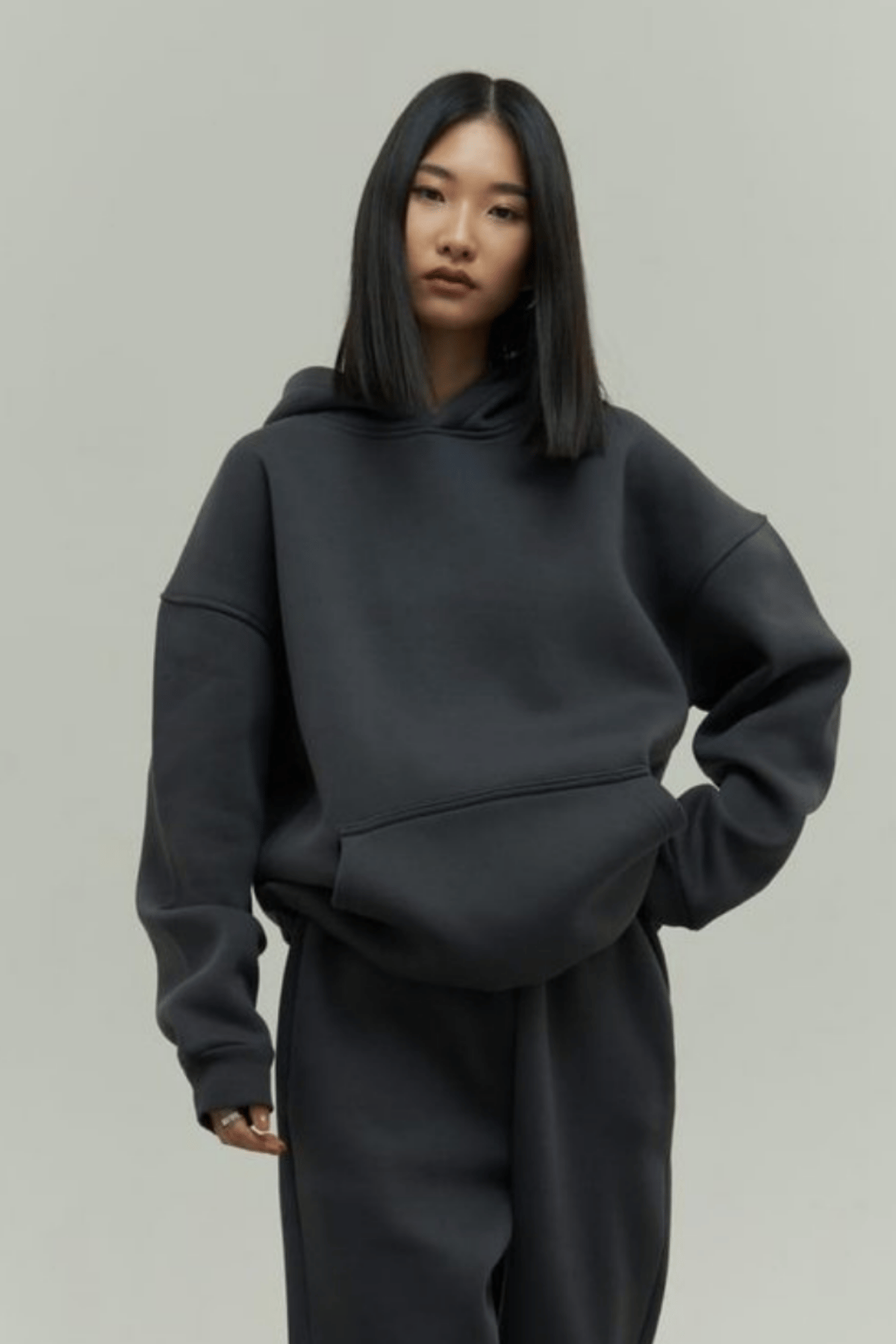 Füme Oversize Kapuşonlu Kadın sweatshirt